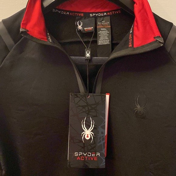 Spyder 1/4 zip men’s black long sleeve top - size small - Picture 8 of 11